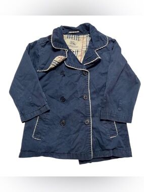 Burberry Kids Navy Double-Breasted Trench Coat 4T